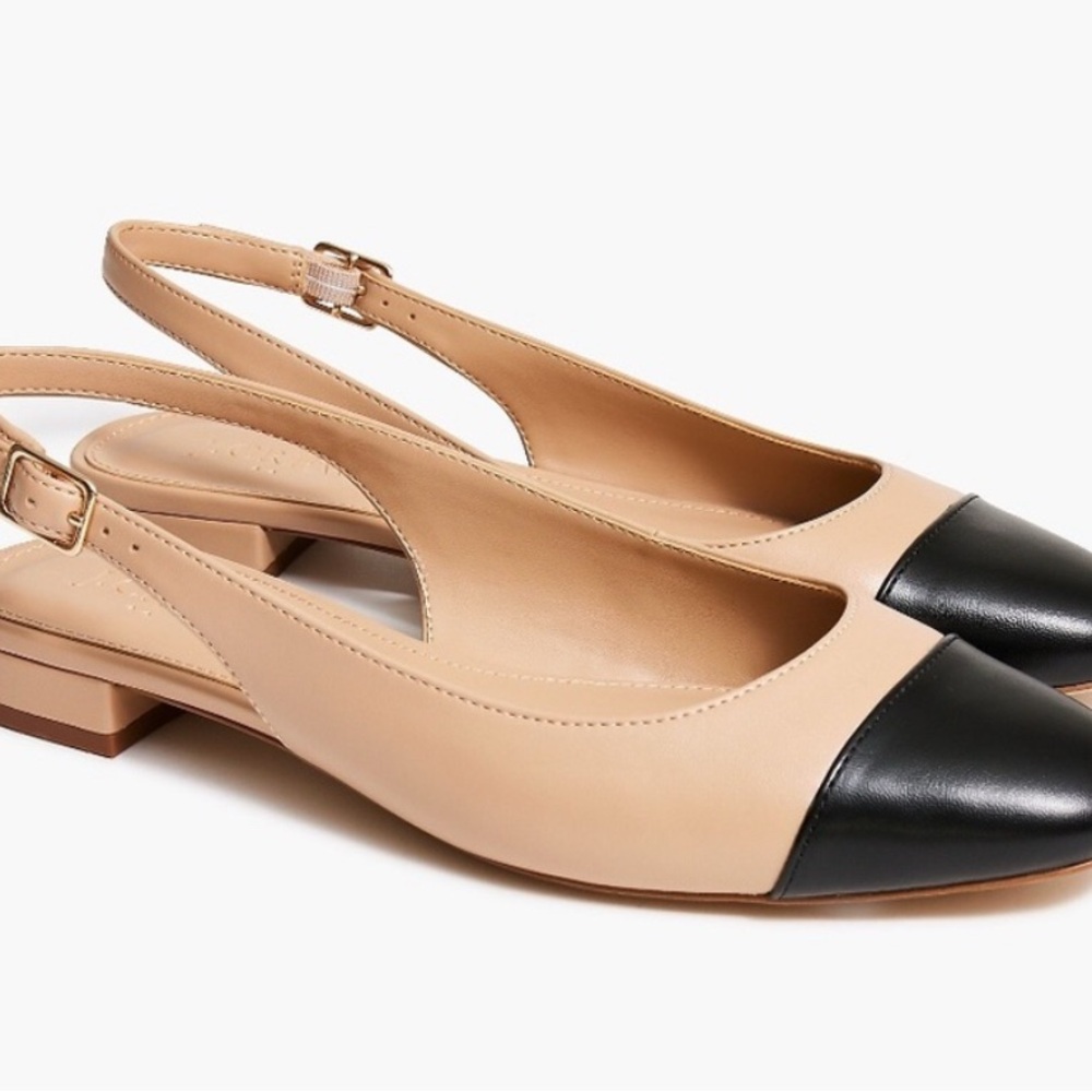 J. Crew Beige and Black Slingback Flats